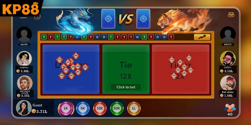 Không gian sòng bài trực tuyến rồng hổ KP88